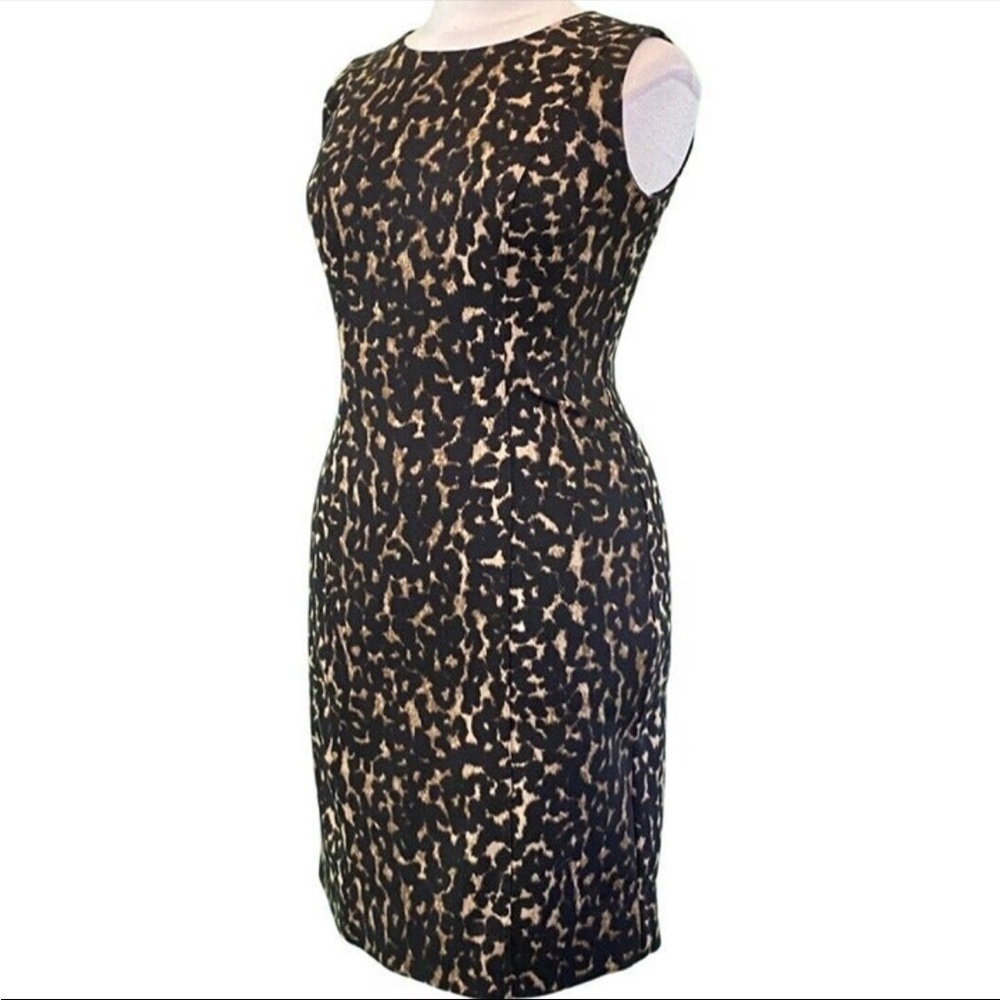 Calvin Klein Sleeveless Round Neck Animal Pattern Knit Sheath Dress Size 14.